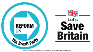 Reform UK Lets save Britain window poster